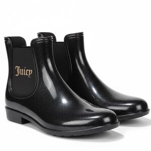 Juicy Couture Women’s Black And Gold Rain Boots Size 9
